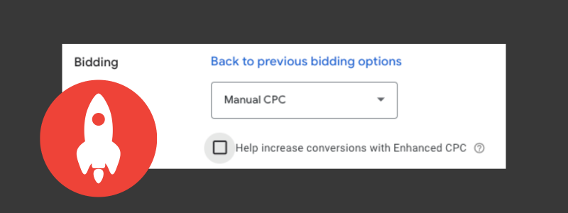 Screenshot of Google Ads Bidding with Manual CPC selected